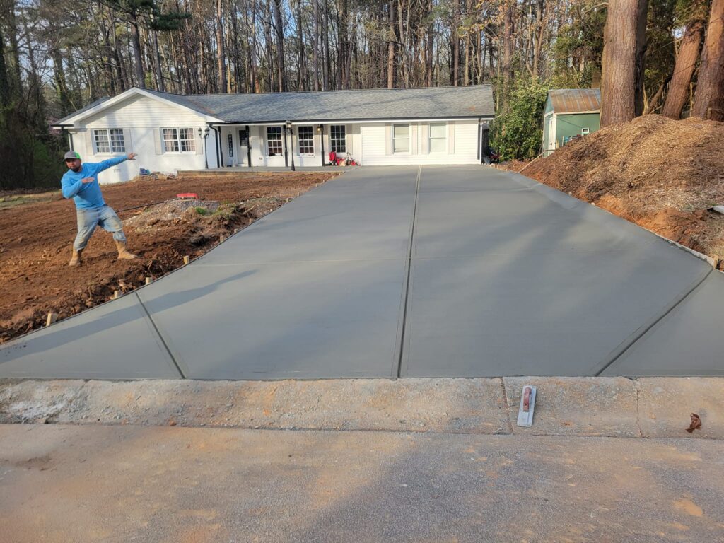 Concrete driveway shown, to model the beautiful work Rodriguez Innovation Concrete does.